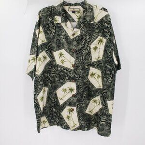 Tommy Bahama Hawaiian Shirt Men's Large Silk Button Up Short Sleeve Palm Print
